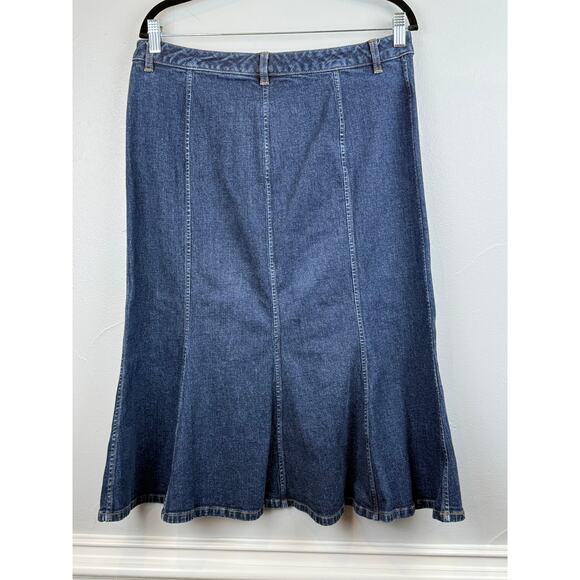 Lauren Jeans Co Ralph Lauren Denim A-Line Skirt Blue Size 14 Modest Midi - Picture 3 of 6